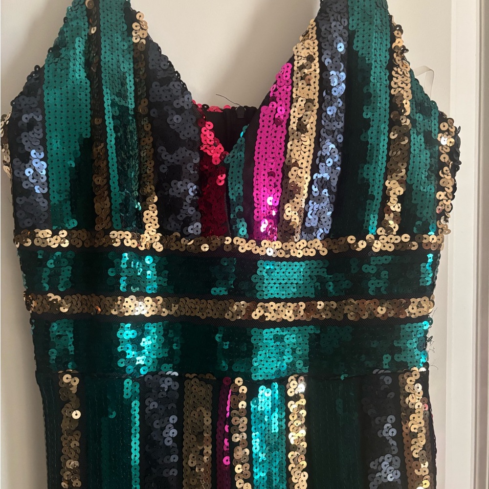 Crystal Doll Spaghetti Strap Sequin Jumpsuit (Like New) - Picture 7 of 7